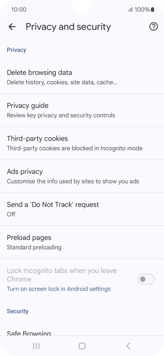 Press Delete browsing data.