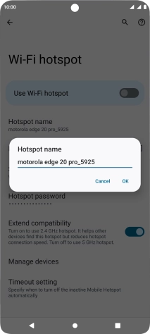 Key in the required Wi-Fi hotspot name and press OK.