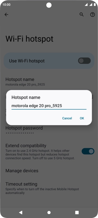 Key in the required Wi-Fi hotspot name and press OK.