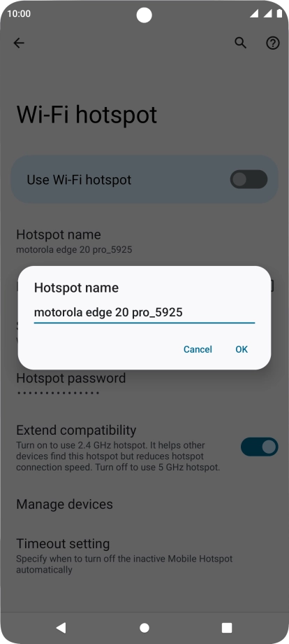 Key in the required Wi-Fi hotspot name and press OK.