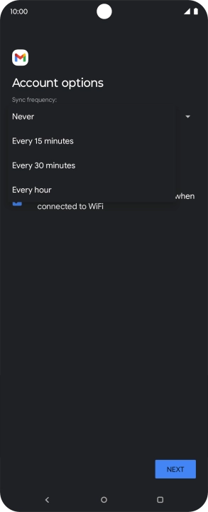 Press the required setting.