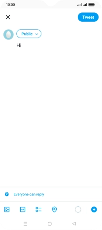 Write the required text and press Tweet.