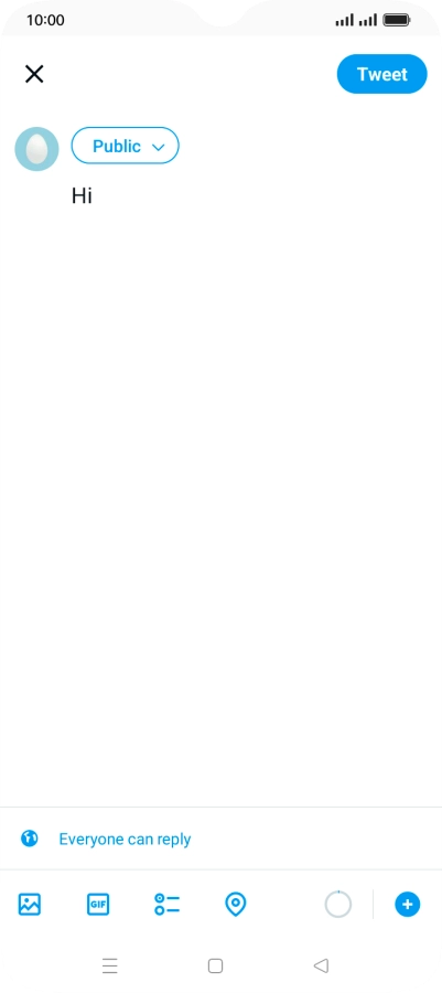 Write the required text and press Tweet.