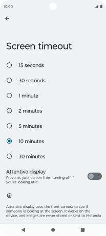 Press the required setting.