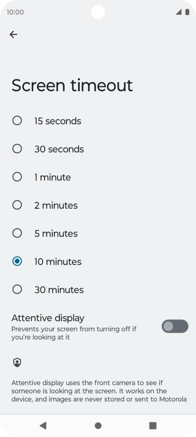 Press the required setting.