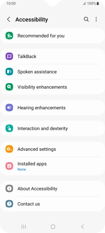 Press TalkBack and follow the instructions on the screen to select the required settings.