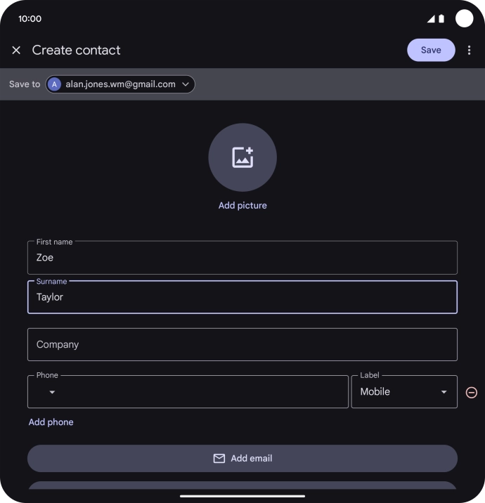 Press the field below 