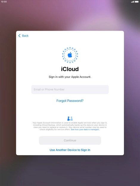 Press Email or Phone Number and key in the username for your Apple ID.