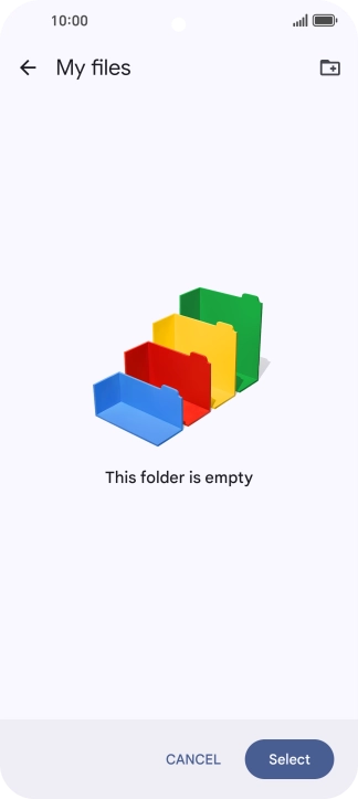 To create a new folder, press the new folder icon and follow the instructions on the screen to create a new folder.