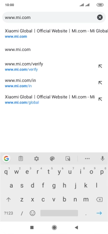 Key in the address of the required web page and press arrow right.