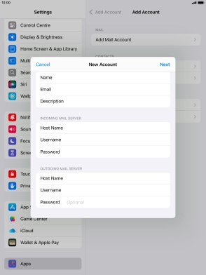 Press Password and key in the password for your email account.