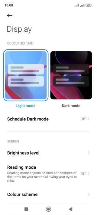 Press Brightness level.