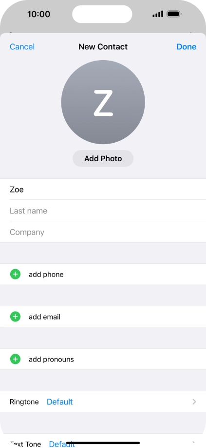 Press Last name and key in the last name.