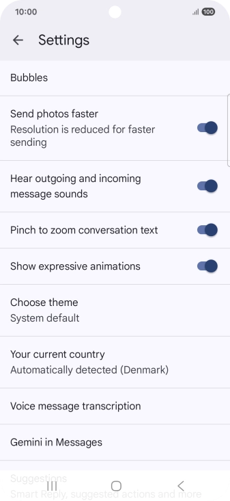 Press Gemini in Messages.