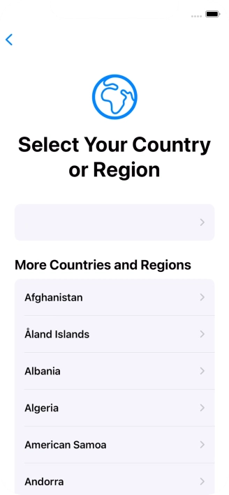 Press the required country or area.