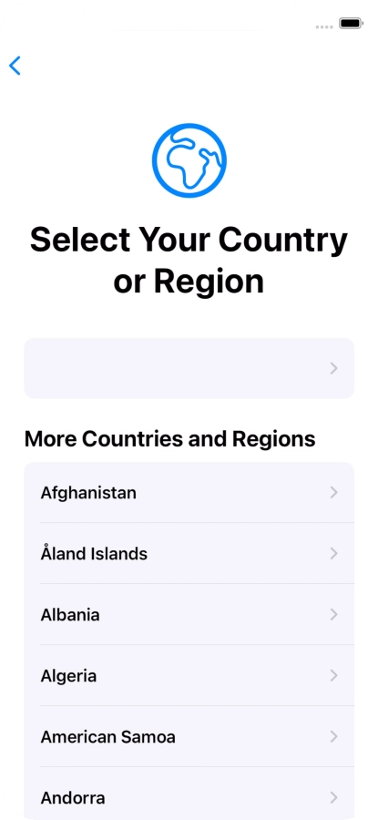 Press the required country or area.