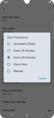 Press the required setting.