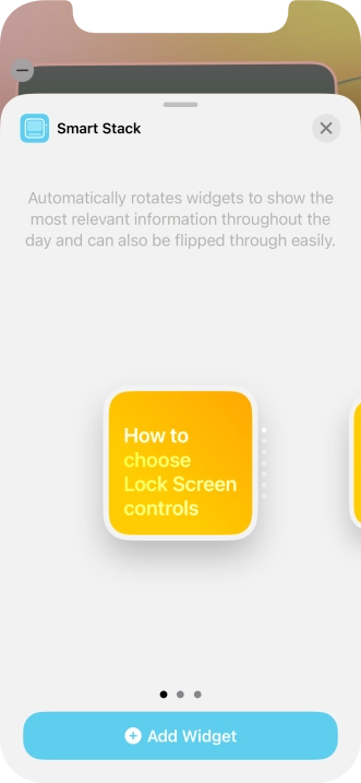 Slide your finger right or left on the screen to select the required widget size.