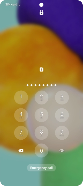 Key in the PUK and press OK.