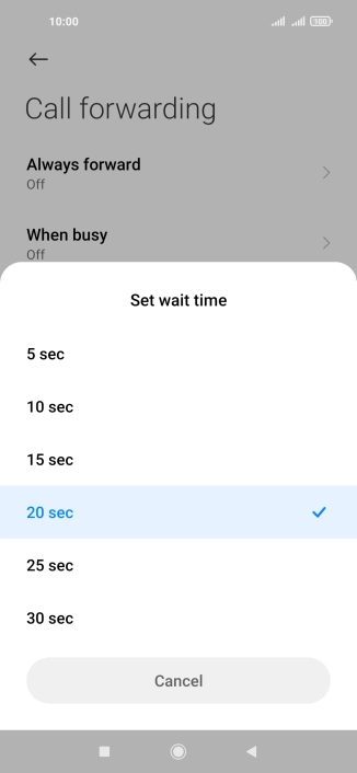 If you divert missed calls, you need to select a delay for the divert. Press the required delay and follow the instructions on the screen to select a delay for the divert.