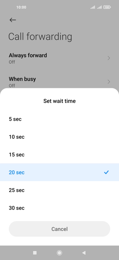 If you divert missed calls, you need to select a delay for the divert. Press the required delay and follow the instructions on the screen to select a delay for the divert.