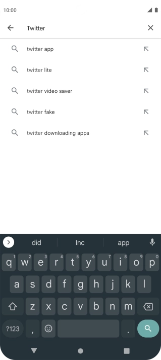 Key in Twitter and press the search icon.
