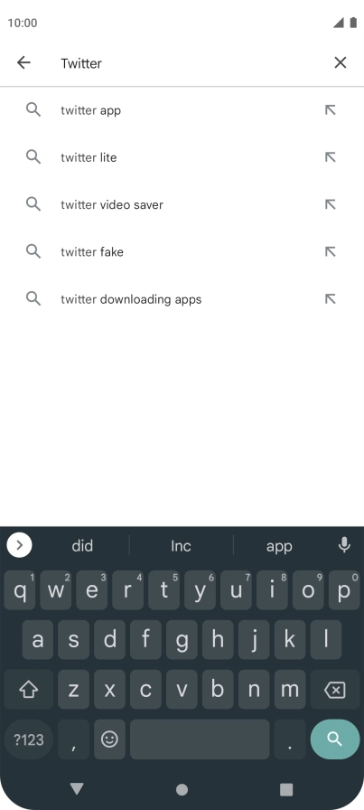 Key in Twitter and press the search icon.