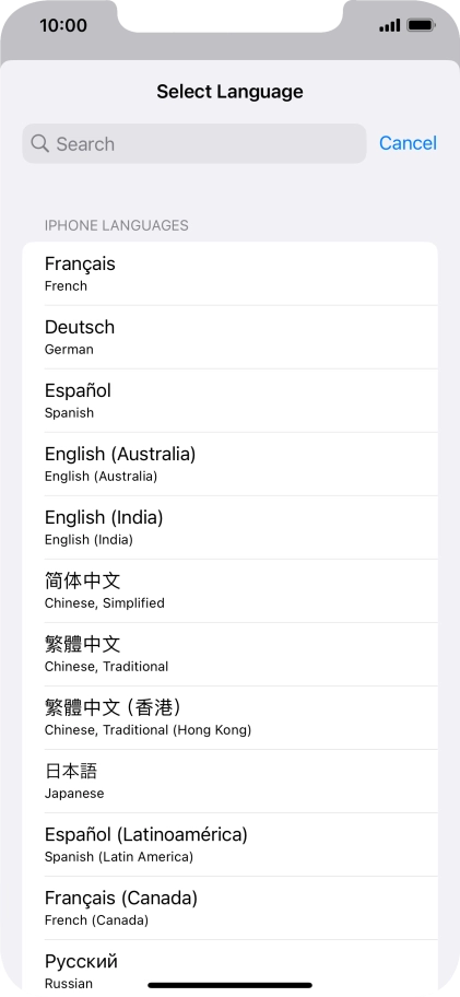 Press the required language.