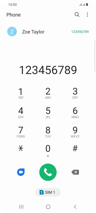 Key in the required number and press the call icon next to the required SIM.