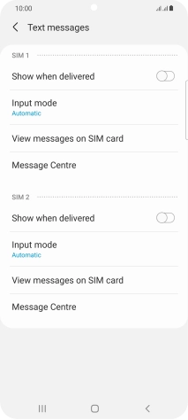 Press Message Centre below the required SIM.