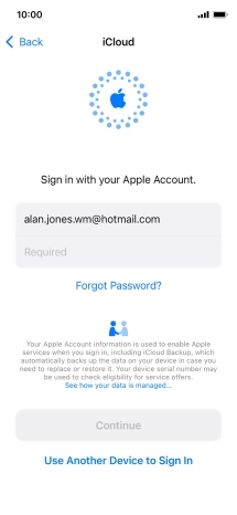 Press Required and key in the password for your Apple ID.