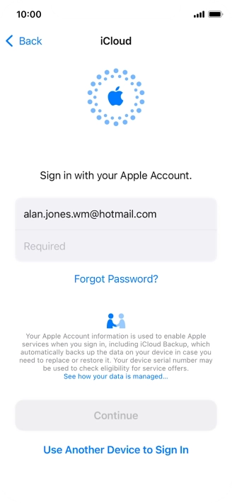 Press Required and key in the password for your Apple ID.