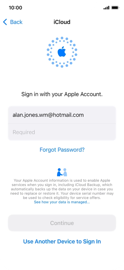 Press Required and key in the password for your Apple ID.