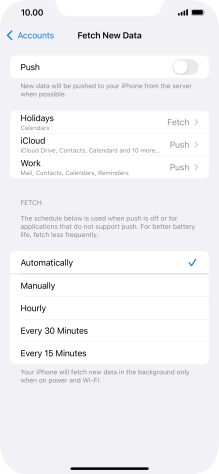 If you turn off the function, press the required setting.