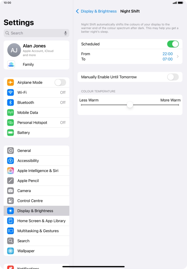 Press the indicator next to 