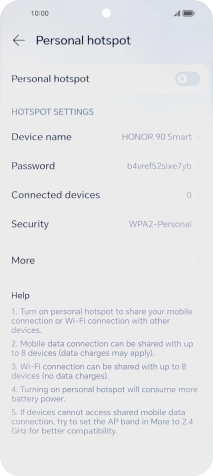 Press Device name and key in the required name for the Wi-Fi hotspot.