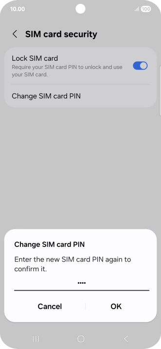 Key in the new PIN again and press OK.