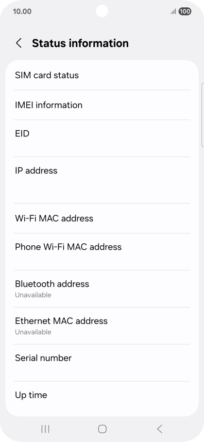 Your phone's EID number is displayed below EID.