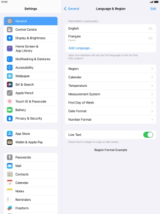 To subsequently select another language as the default language, press the move icon next to the required language and drag it to the top of the list.