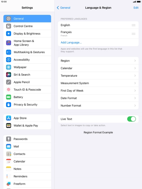 To subsequently select another language as the default language, press the move icon next to the required language and drag it to the top of the list.