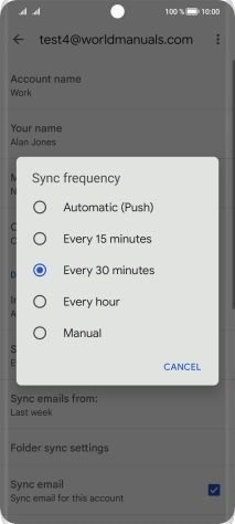 Press the required setting.