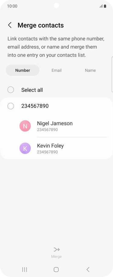 Press the field next to the required number.