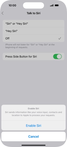 Press Enable Siri.