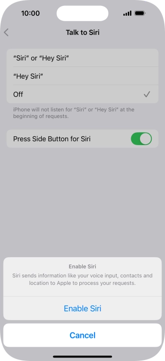 Press Enable Siri.