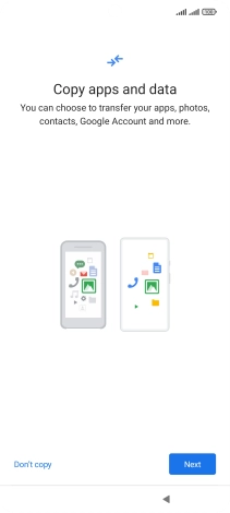 You can transfer the contents of another phone to your phone when it's activated for the first time and after a factory reset. When this screen is displayed, your phone is ready to transfer contents from another phone.