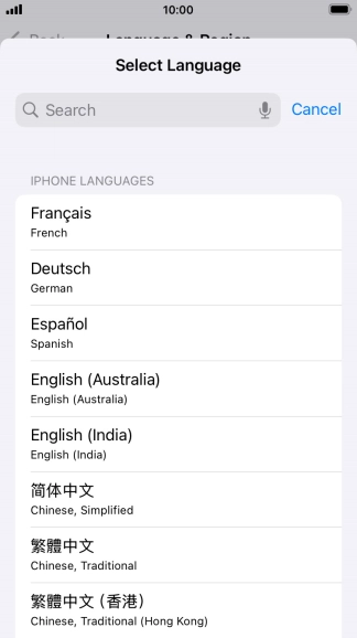 Press the required language.