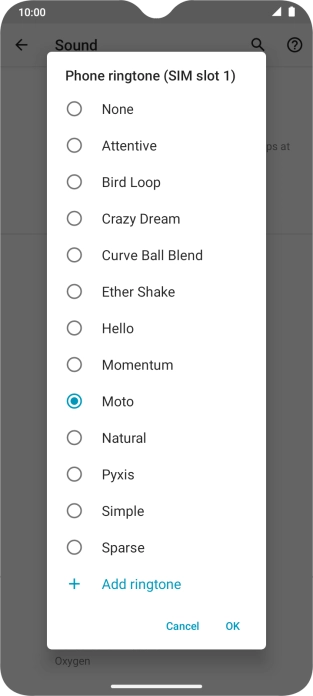 Press Add ringtone and go to the required ring tone.
