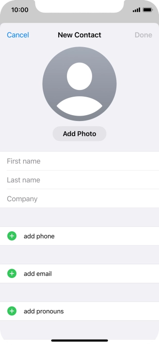 Press First name and key in the first name.
