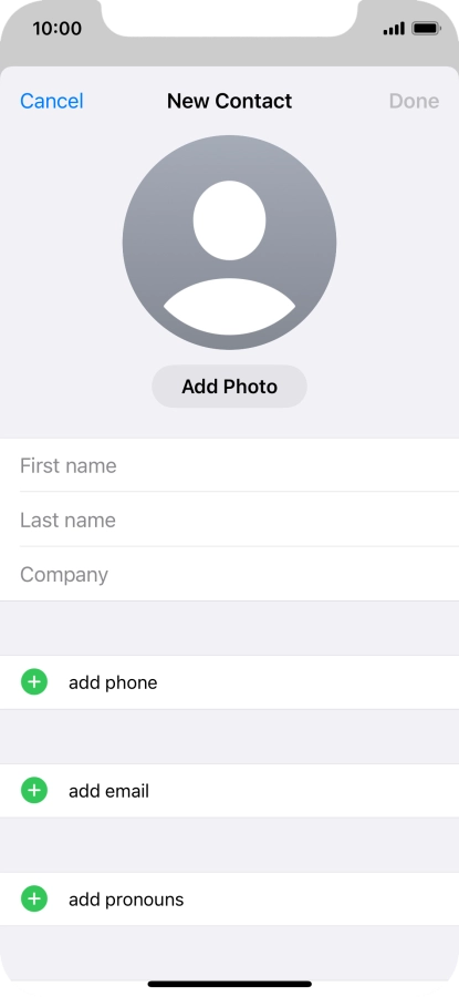 Press First name and key in the first name.