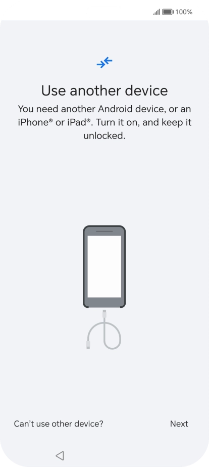 Press Can't use other device?. Press Can't use other device?.